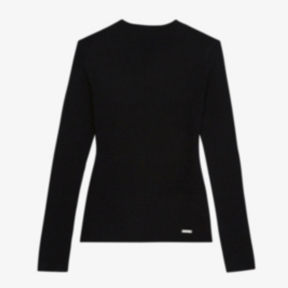 THE KOOPLES Black Wool Cashmere Ribbed Crewneck Sweater Size S Long Sleeve